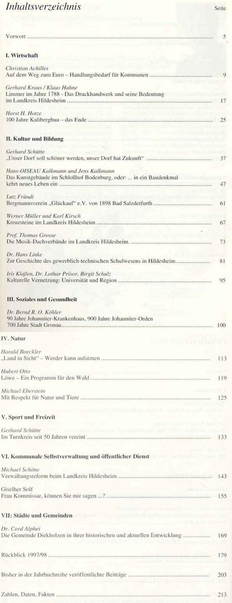 Inhalt Jahrbuch 1999